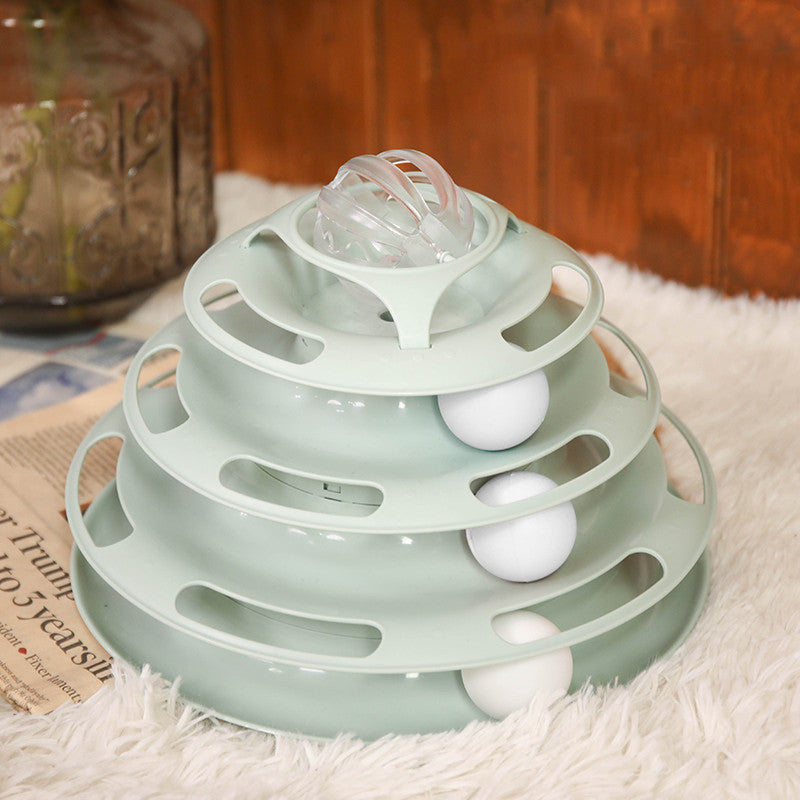 Stacked Turntable Ball Toy for Cats - Interactive Feline Playtime Fun