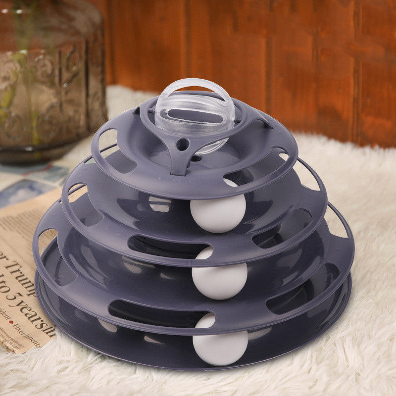 Stacked Turntable Ball Toy for Cats - Interactive Feline Playtime Fun