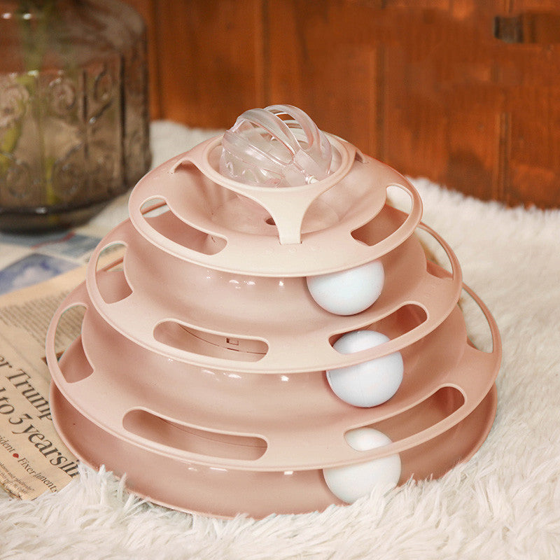 Stacked Turntable Ball Toy for Cats - Interactive Feline Playtime Fun