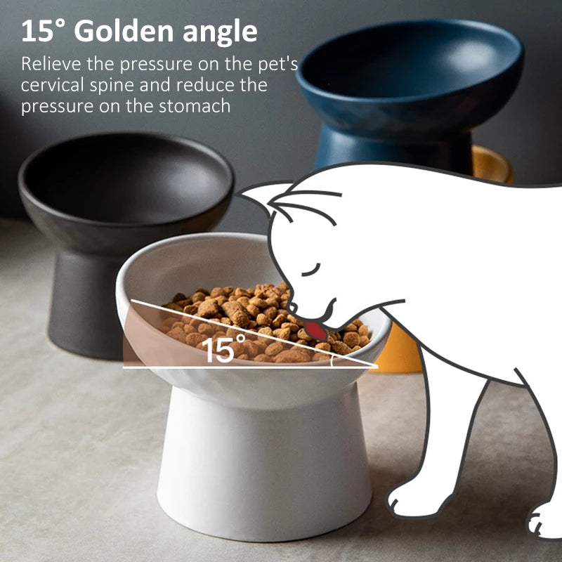 Ceramic Pet Food or Water Bowl with Stand - Elevated Pet Feeding Bowl