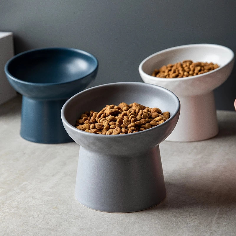 Ceramic Pet Food or Water Bowl with Stand - Elevated Pet Feeding Bowl