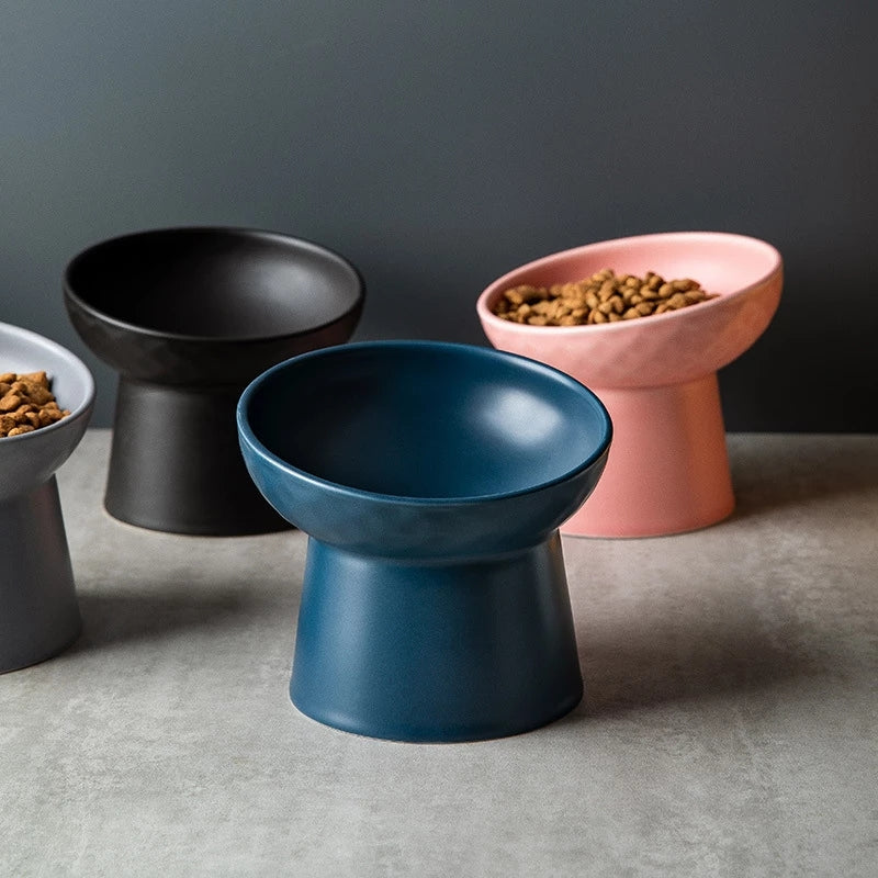 Ceramic Pet Food or Water Bowl with Stand - Elevated Pet Feeding Bowl