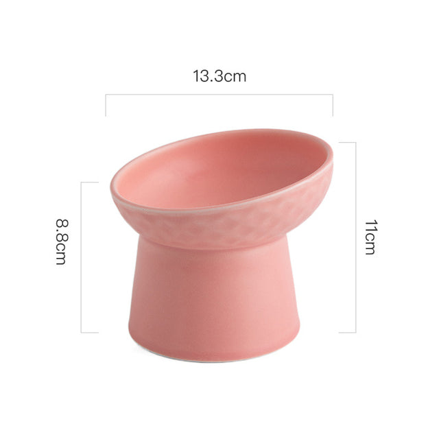 Ceramic Pet Food or Water Bowl with Stand - Elevated Pet Feeding Bowl